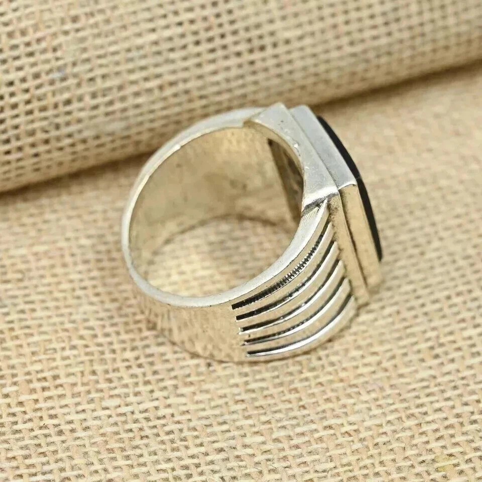 Black Onyx Men's Ring Solid 925 Sterling Silver Beautiful Ring, All Size M1712