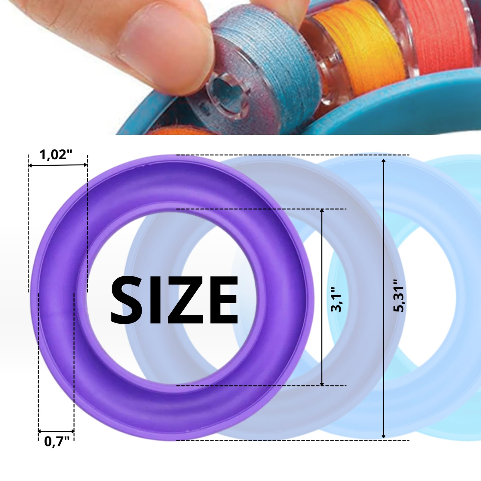 4PCS Blue Round Bobbin Holders – Silicone Sewing Keeper 4PCS,
