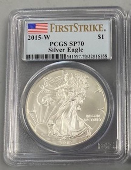 2015 W PCGS SP70 F. Strike Burnished 1ozt Silver Eagle $1  FREE SHIPPING  DE29