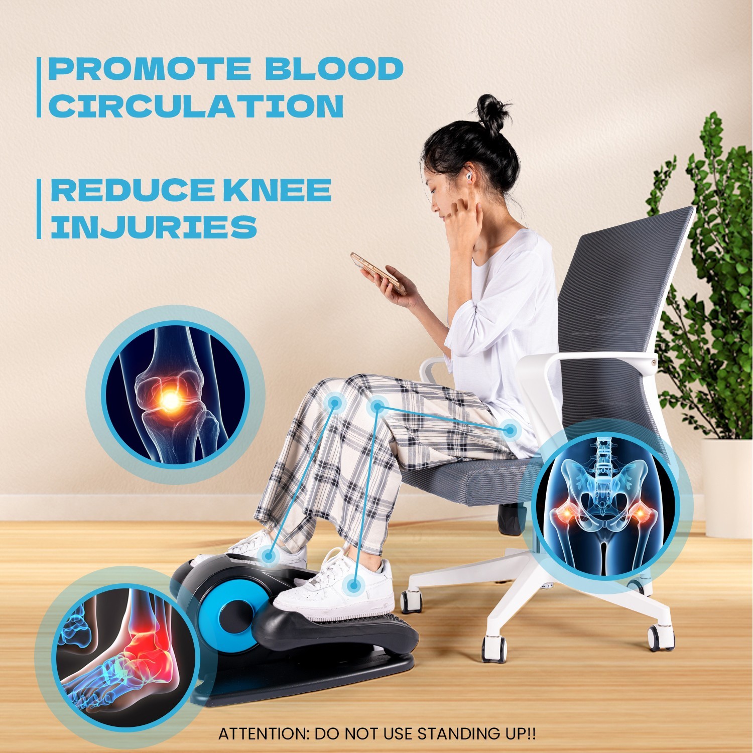 Under table elliptical stepper, sitting leg exercise equipment, fitness machine