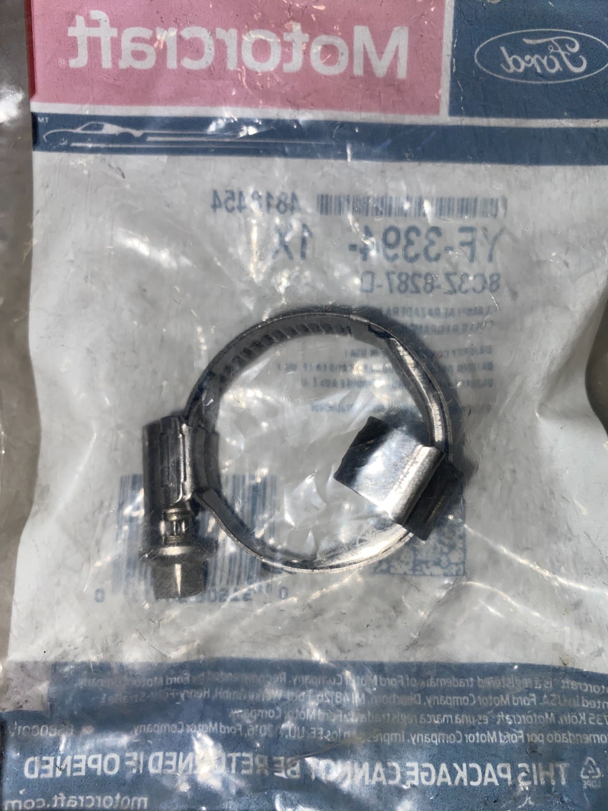 Motorcraft YF-3394 or Ford 8C3Z-8287-D Engine Coolant Hose Clamp