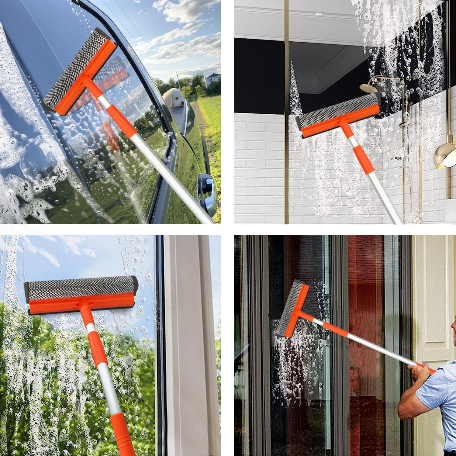 Window Squeegee for Window Cleaning with Retractable Pole, Squeegee Window
