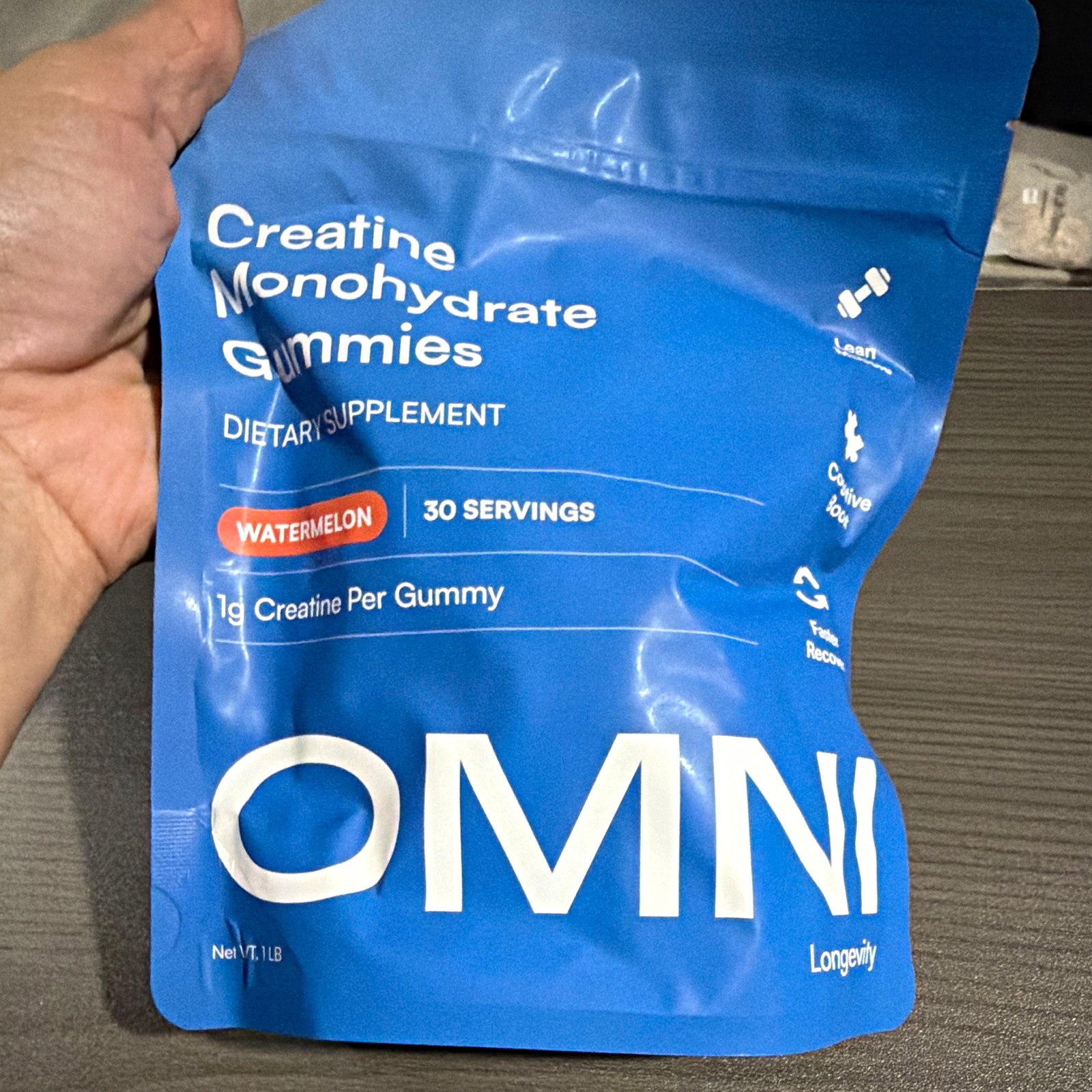 OMNI Creatine Monohydrate Gummies Watermelon 30 Servings 1 lb Exp 04/12/28