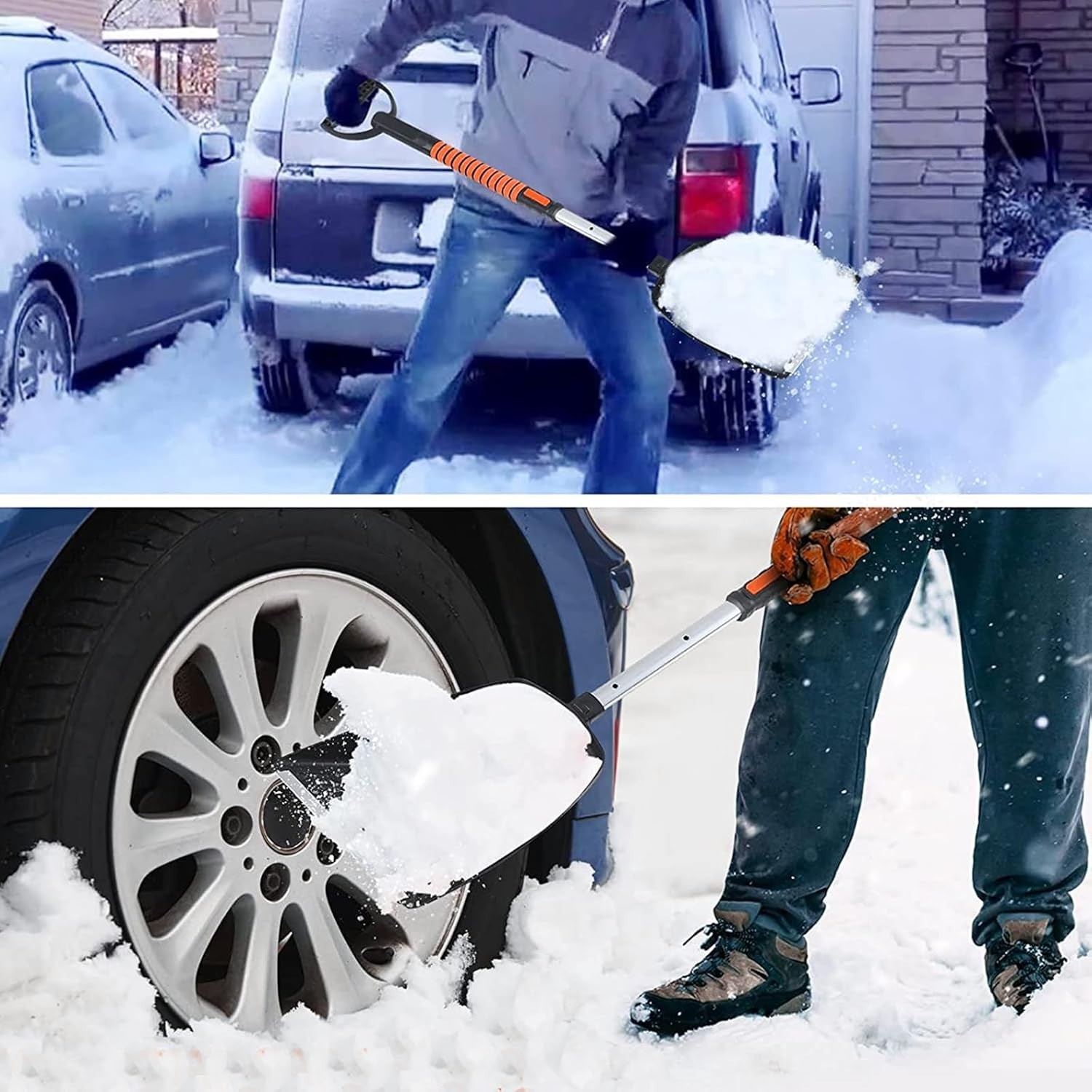 Durable Extendable Ice Scraper & Snow Shovel with Foam Handle - Winter Must-Have