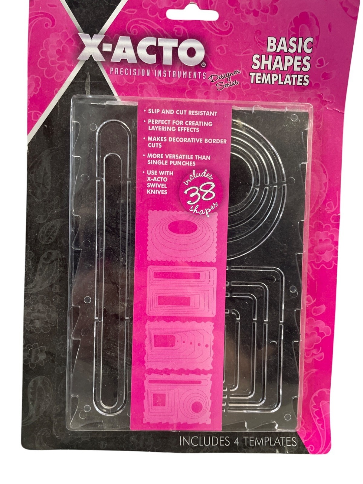 X-Acto Basic Shapes Stencil Templates Set Includes 4 Templates With 38 Shapes