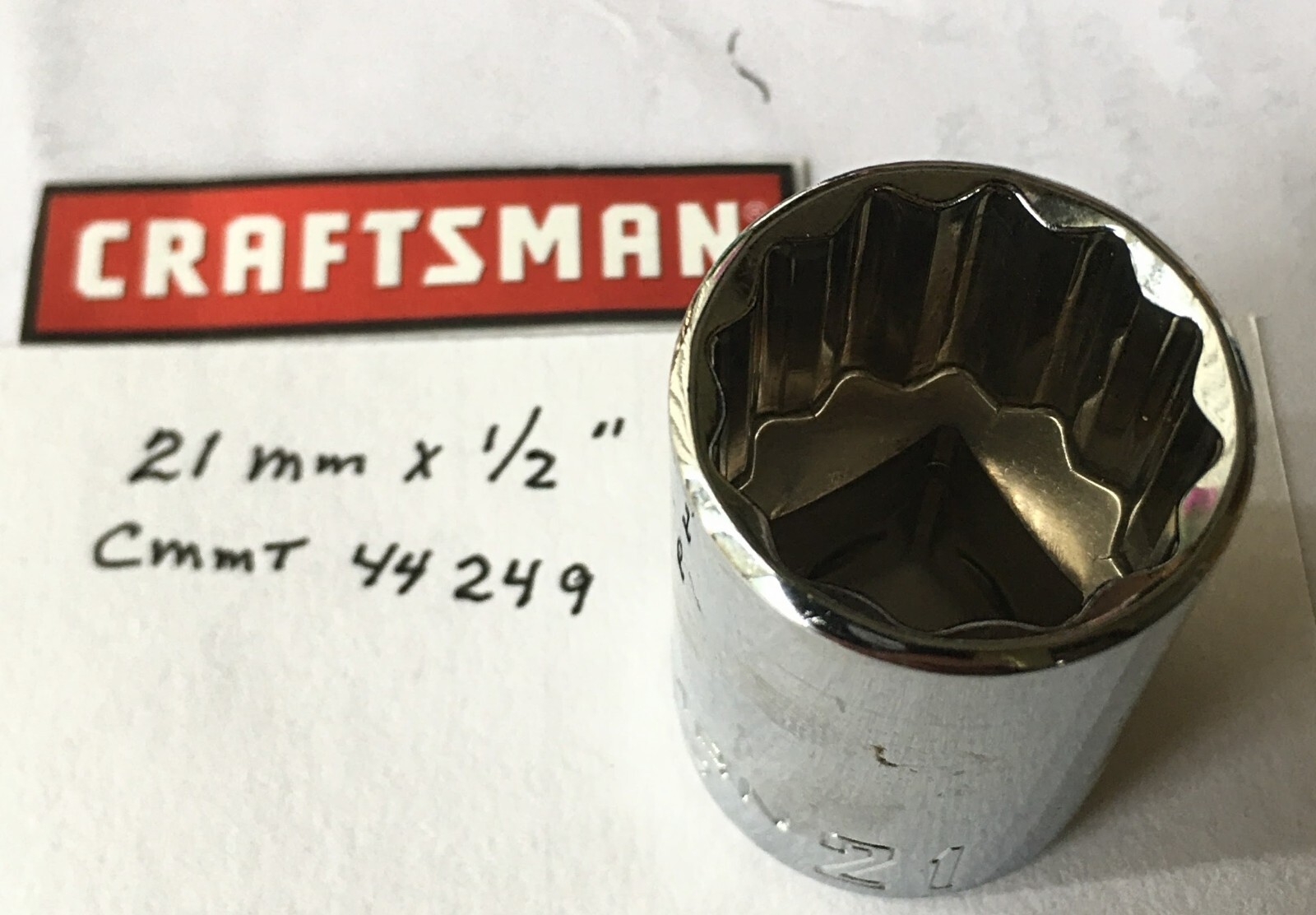 Craftsman 21 mm  x 1/2" Dr Socket CMMT 44249 - 12 Point  Free USA Shipping