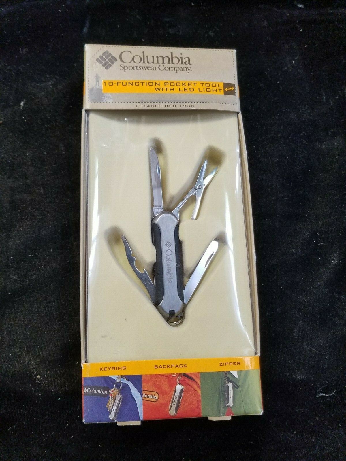 Nickel 10-Function Pocket Tool With LED Light Columbia Sportswear Company NOS