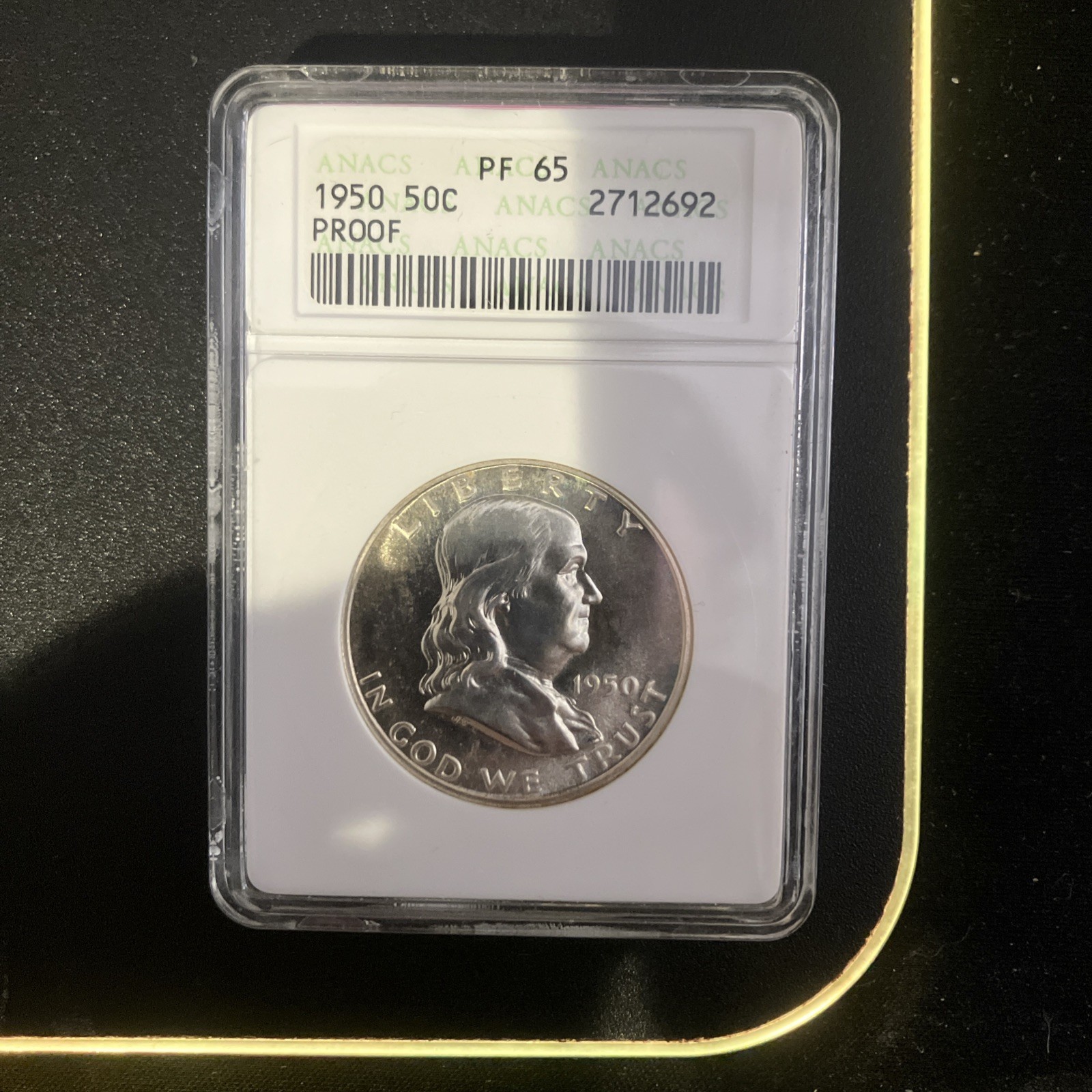1950 Ben Franklin Proof Soapbox Silver Half Dollar 90% Silver