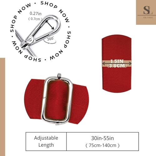 Soft Solid Color Purse Straps Replacement Crossbody Bag Red Silver Buckle
