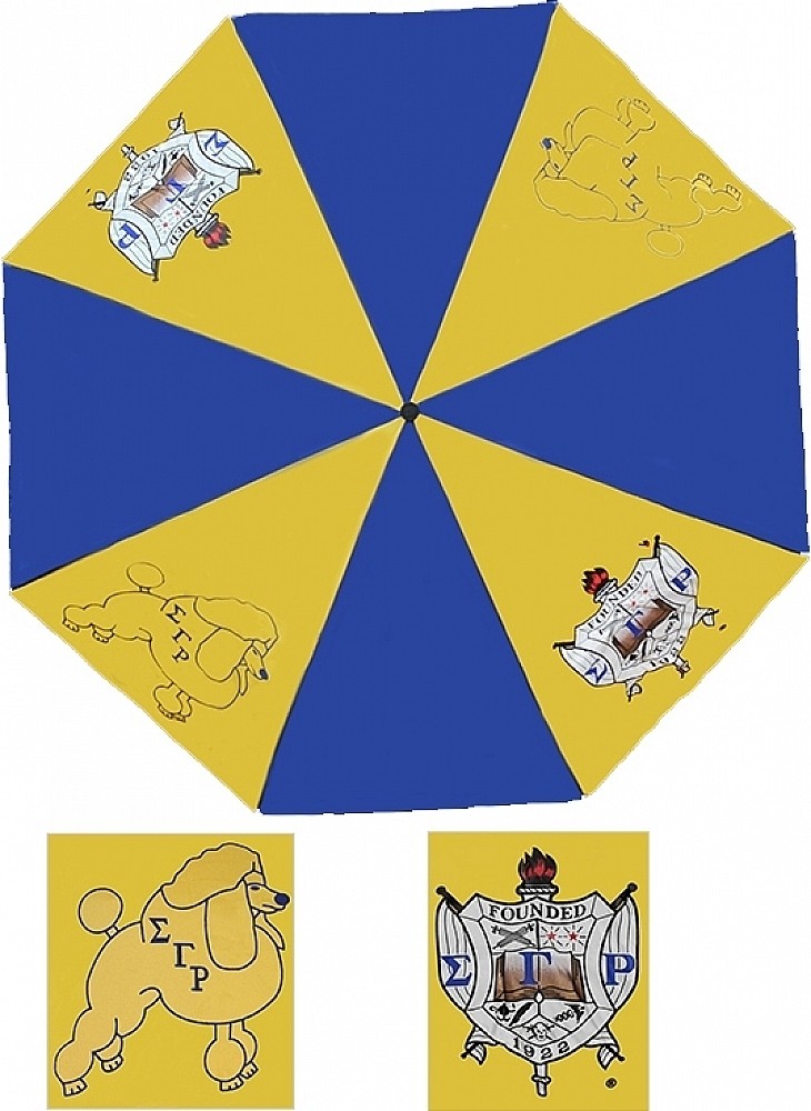 Sigma Gamma/&Gamma; Rho Vented Auto Open Small Compact Golf Umbrella [Blue/Gold]