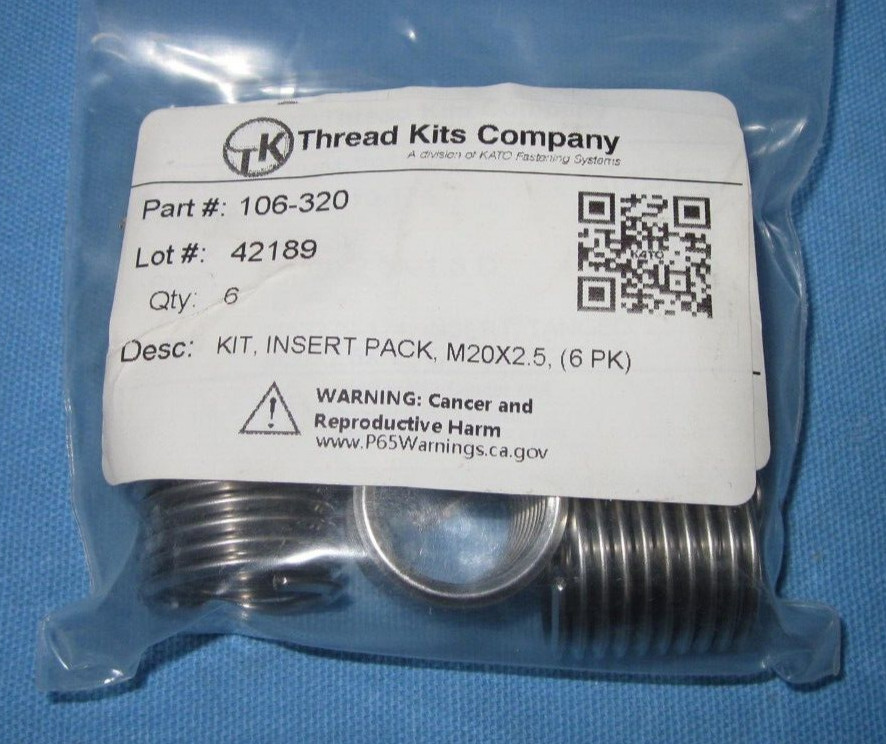 Thread Kits Company Part #106-320 ~ 6 M20x2.5 Inserts