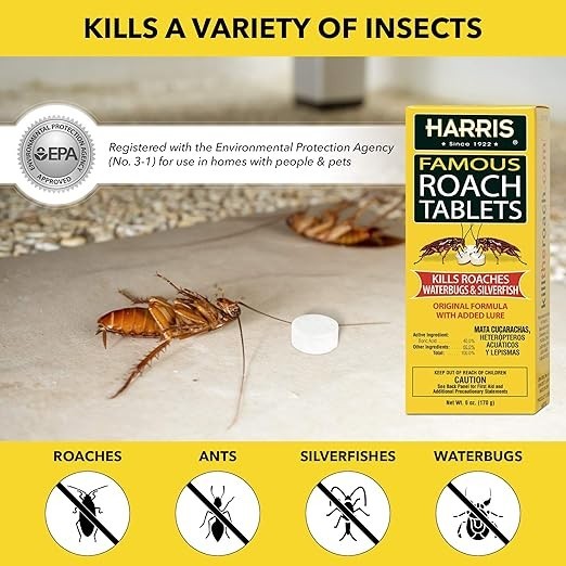 Harris Roach Tablets, Boric Acid Roach and Insects Killer with Lure, Alternative