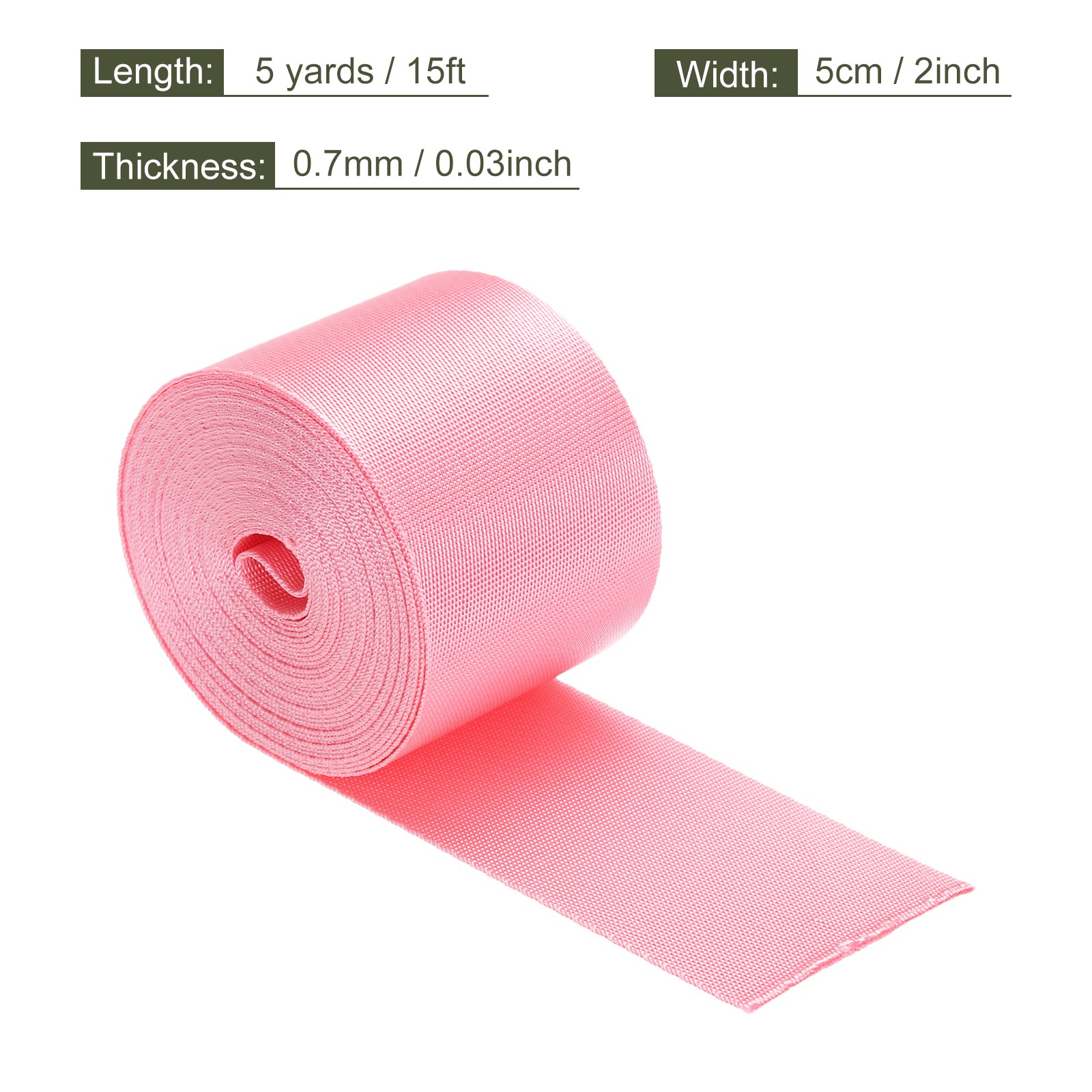 Flat Nylon Webbing Strap 2 Inch 5 Yards Cherry Pink for Backpack