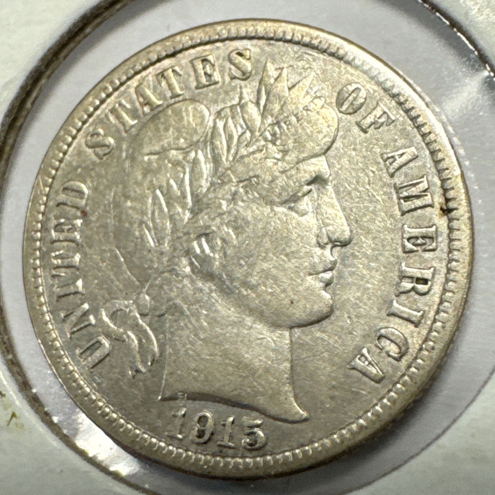 1915 Barber Silver Dime XF Details - Light Cleaning