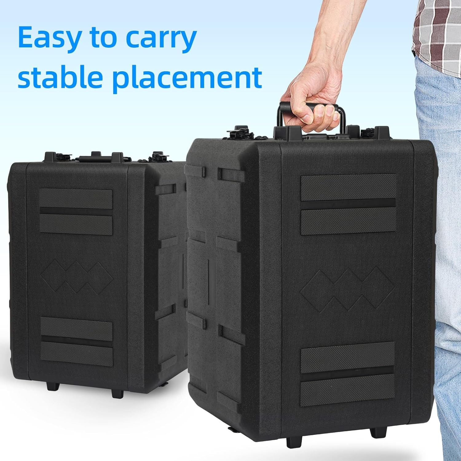 6U Rack Case Shallow 16" Depth,19" Rackmount Flight Cases Shockproof Mount Racks