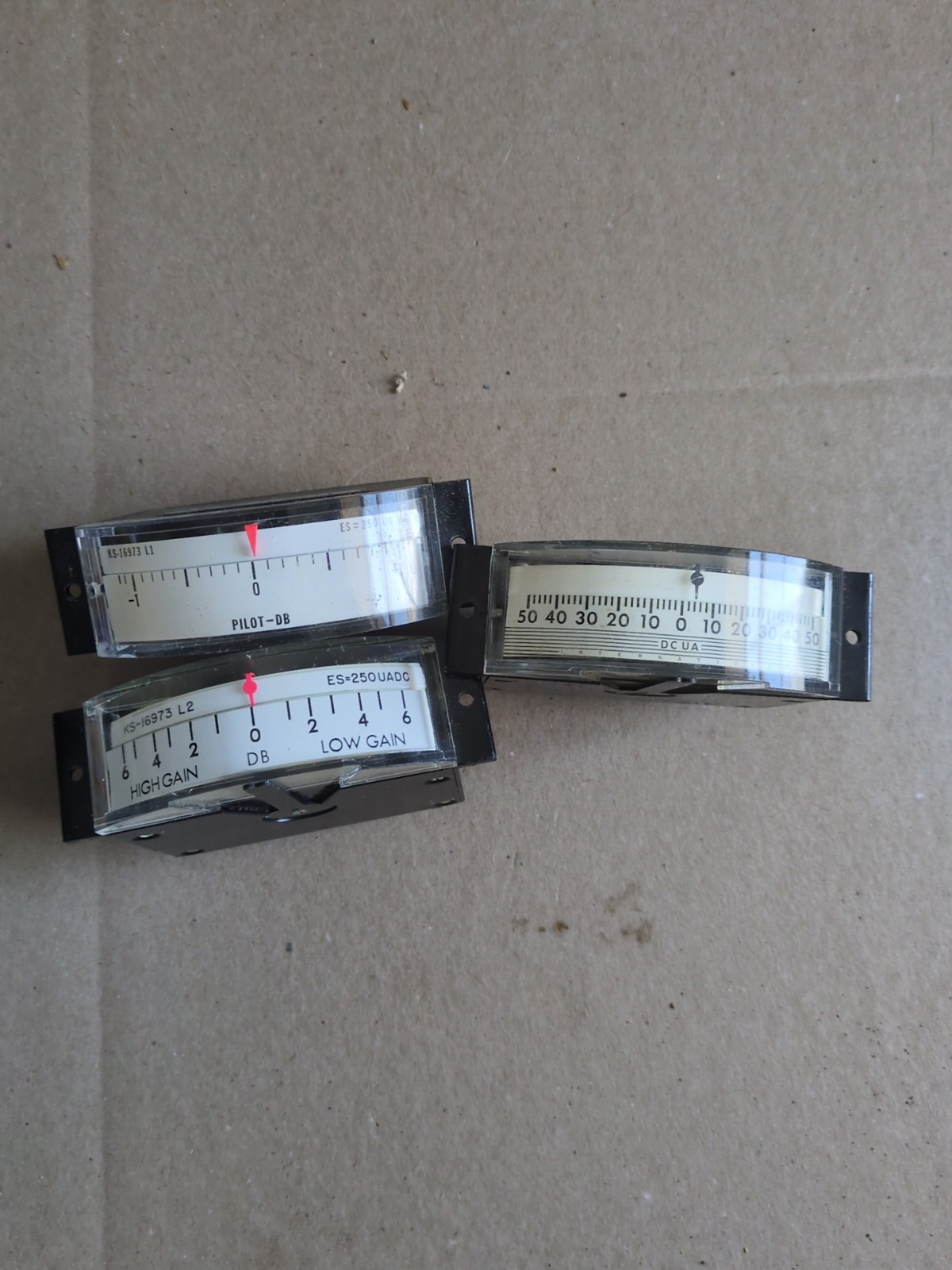 Lot of 3 Analog Panel Meter High/Low Gain DC UA & Pilot DB Great Steampunk Ideas