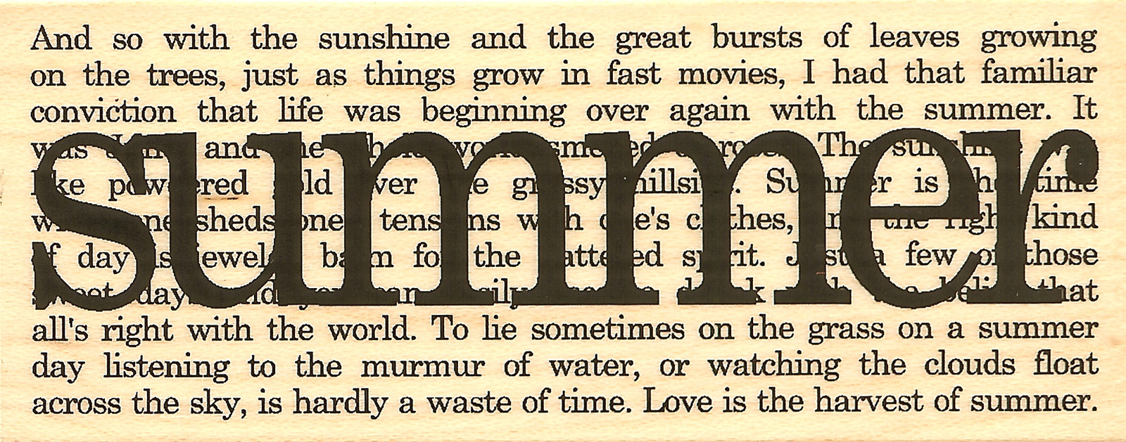Summer Collage Verse Wood Mounted Rubber Stamp Impression Obsession D3937 NEW