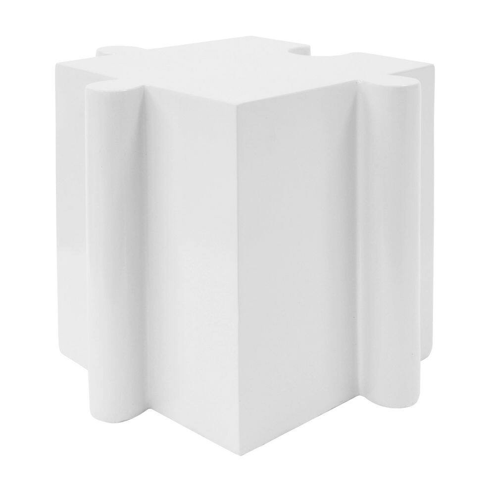 White Puzzle Art Outdoor Side Table, Patio Garden Stool Table, for Patio Balcony