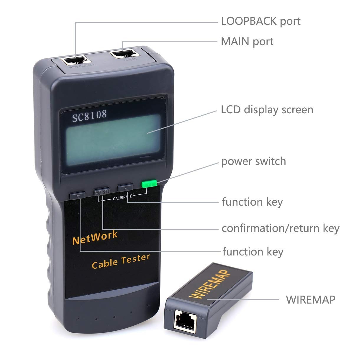 Digital Network Cable Tester for RJ45 STP UTP with Large Display & Battery Power