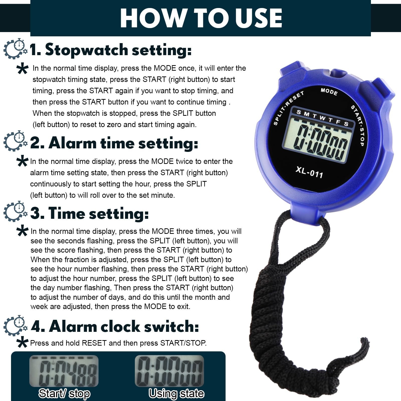 28 Pcs Digital Stopwatch Timer Set - Multi-Function Sports Timer with Lanyard, D