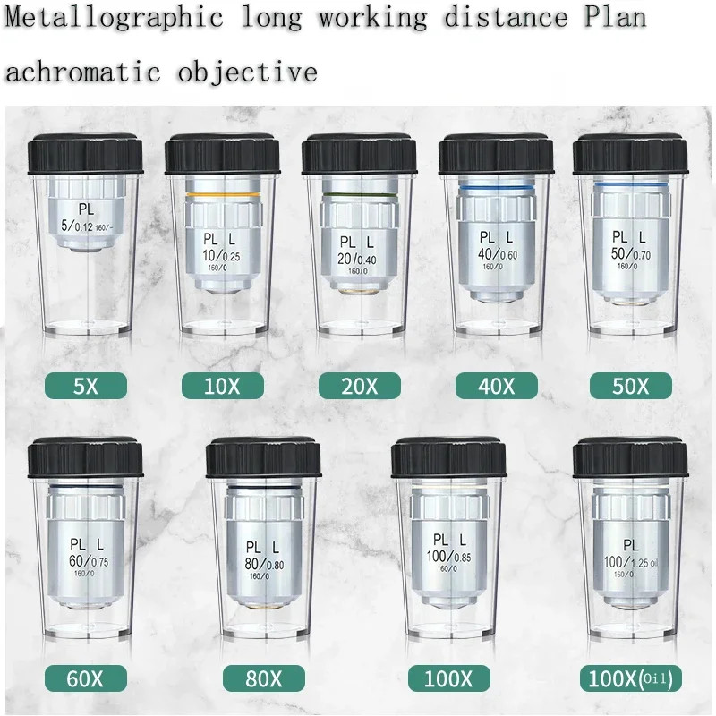 Metallographic Microscope Long Working Distance Flat Field Achromatic Objective