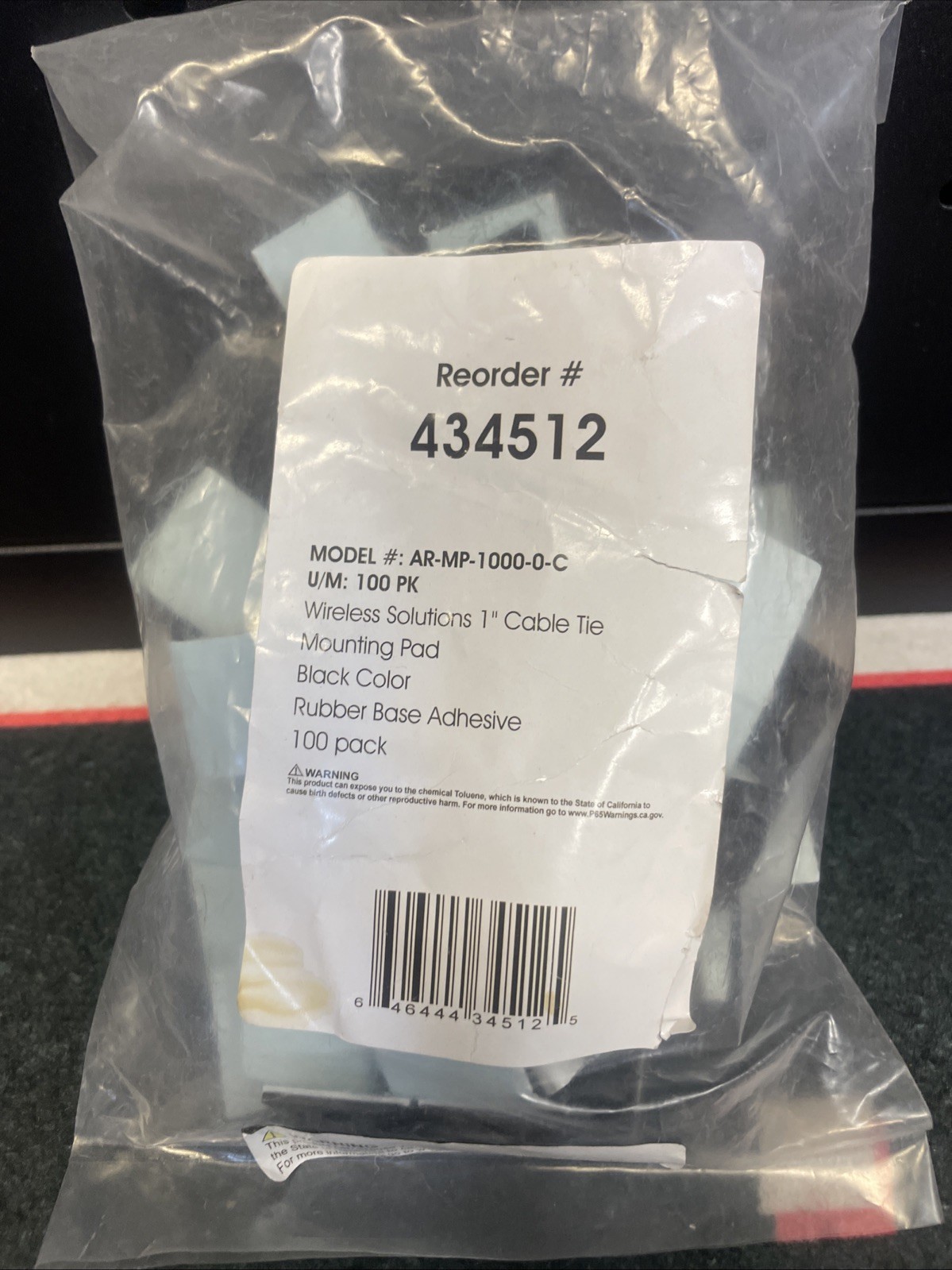ACT AP-MP-1000-0-C 1" UV Black Cable Tie Mounting Pad Pack QTY 100