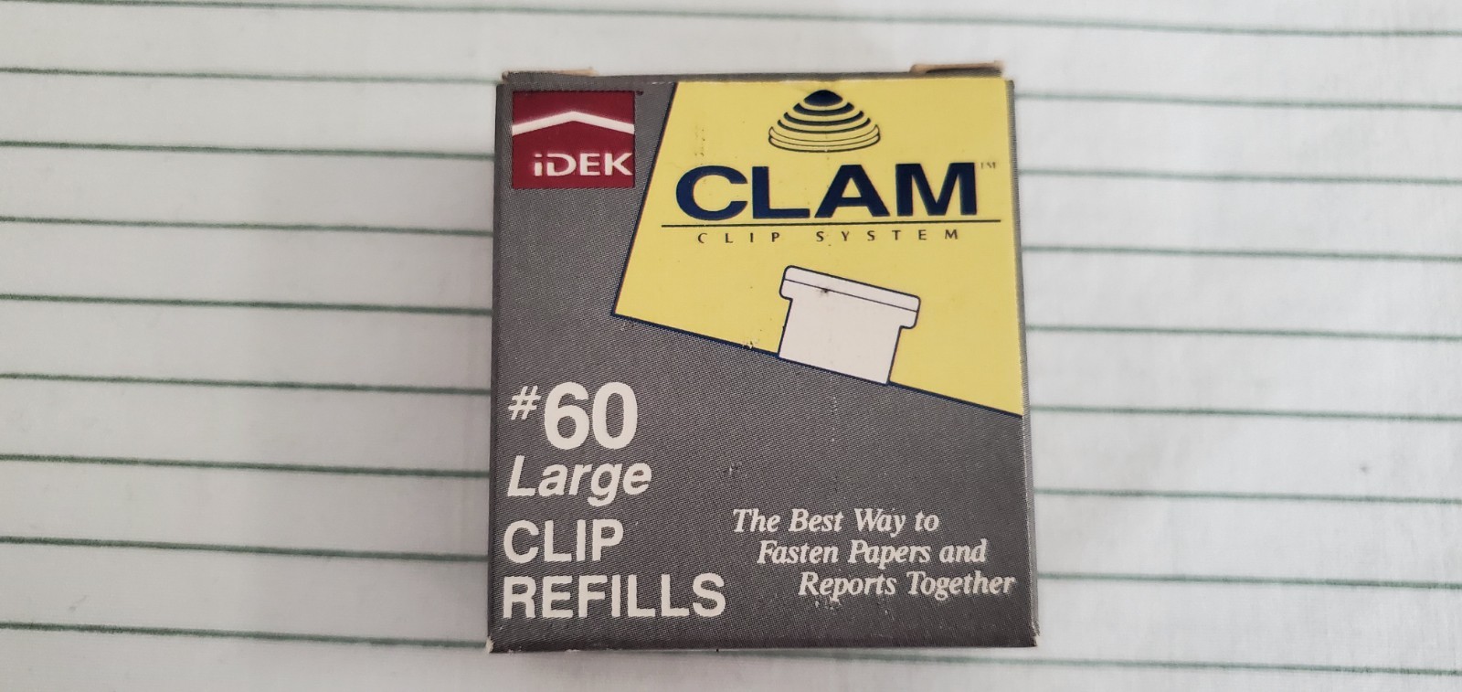 IDEK CLAM CLIP # 60 LARGE CLIP REFILLS BOX OF 35 STAINLESS STEEL METAL CLIPS NEW