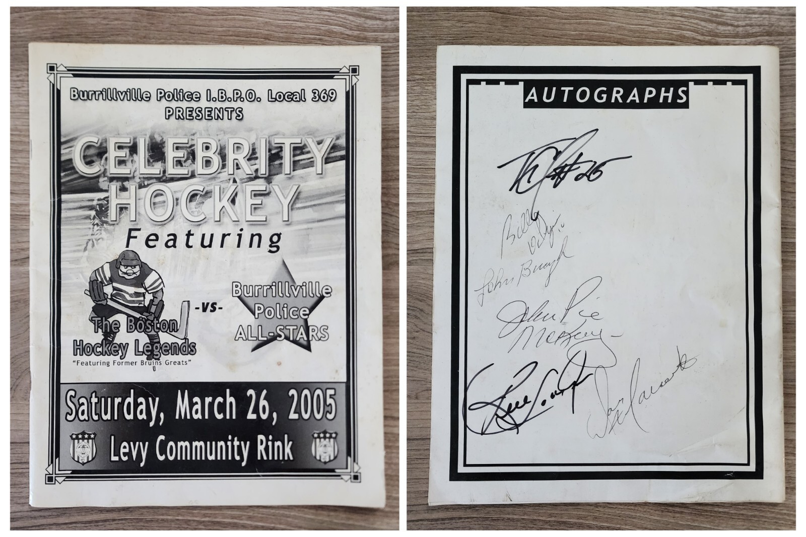 Johnny Bucyk Pie McKenzie +4  Signed Hockey Program 3/26/05 Bruins Legends RAD