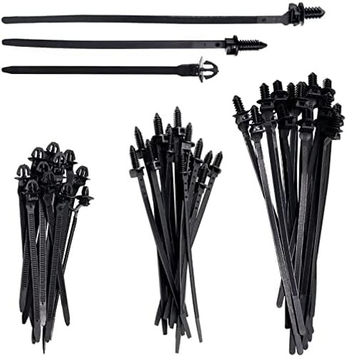 Push Mount Wire Ties, Snap in Zip Tie Automotive Clips Nylon Wire Harness Cli...