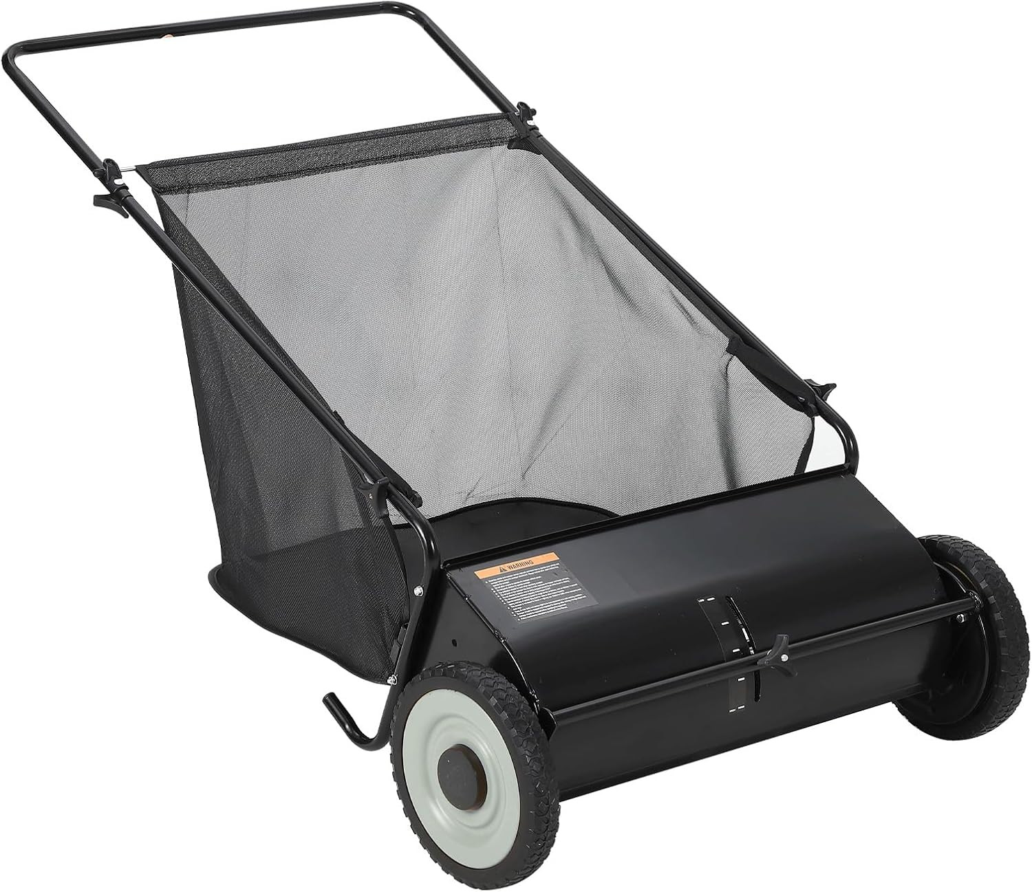 26-Inch Push Lawn Sweeper, Extra-Wide 4-Brush Yard Sweeper with 7 Cu.Ft. Mesh Co