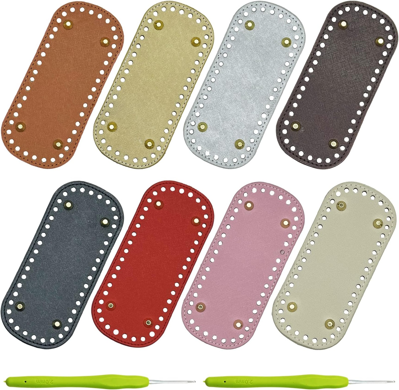 Yayatty 8 Pieces PU Leather Bag Bottom for Crochet, 8 Color Oval Knitting Cro...