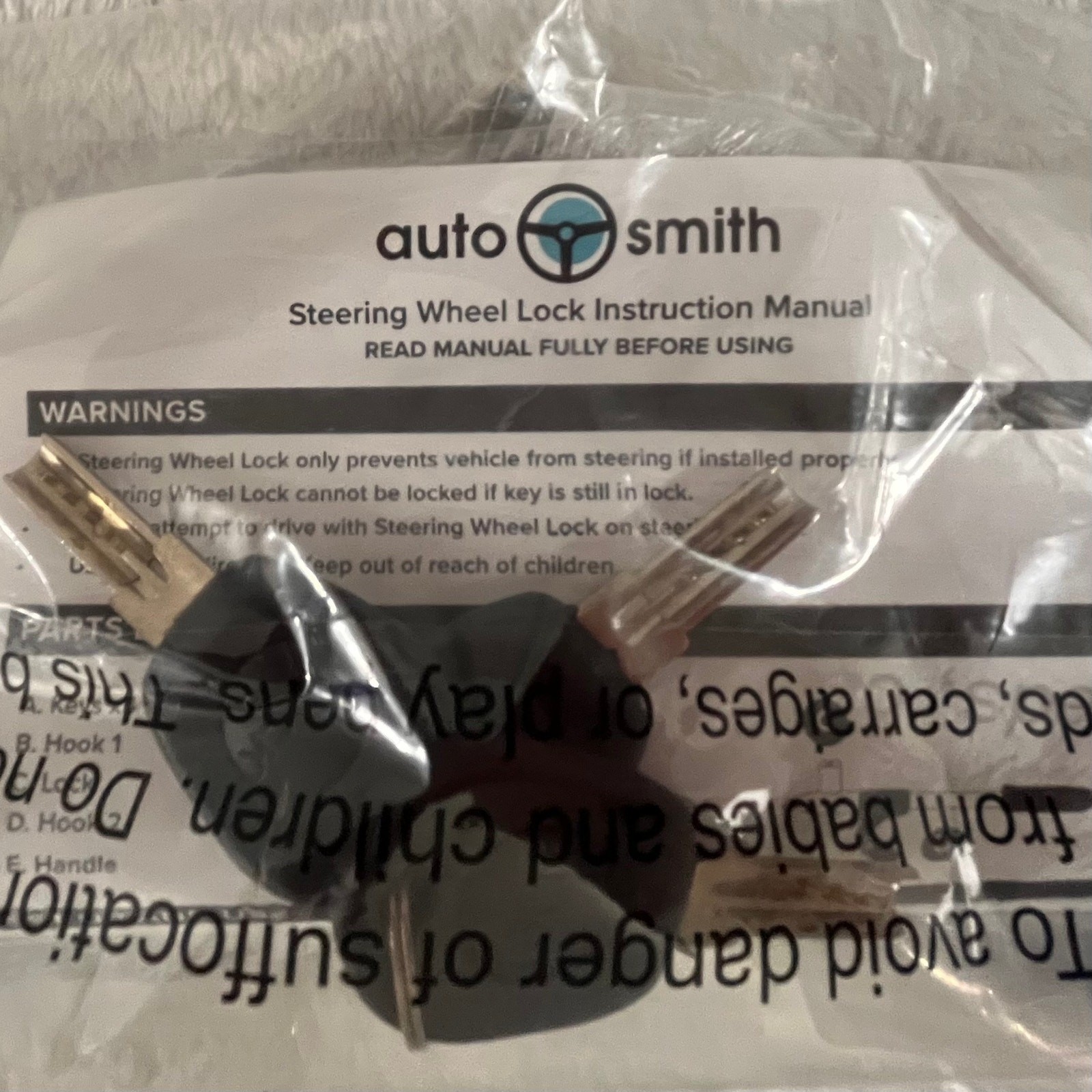 Steering Wheel Lock (BLack) By AutoSmith With 3 Keys