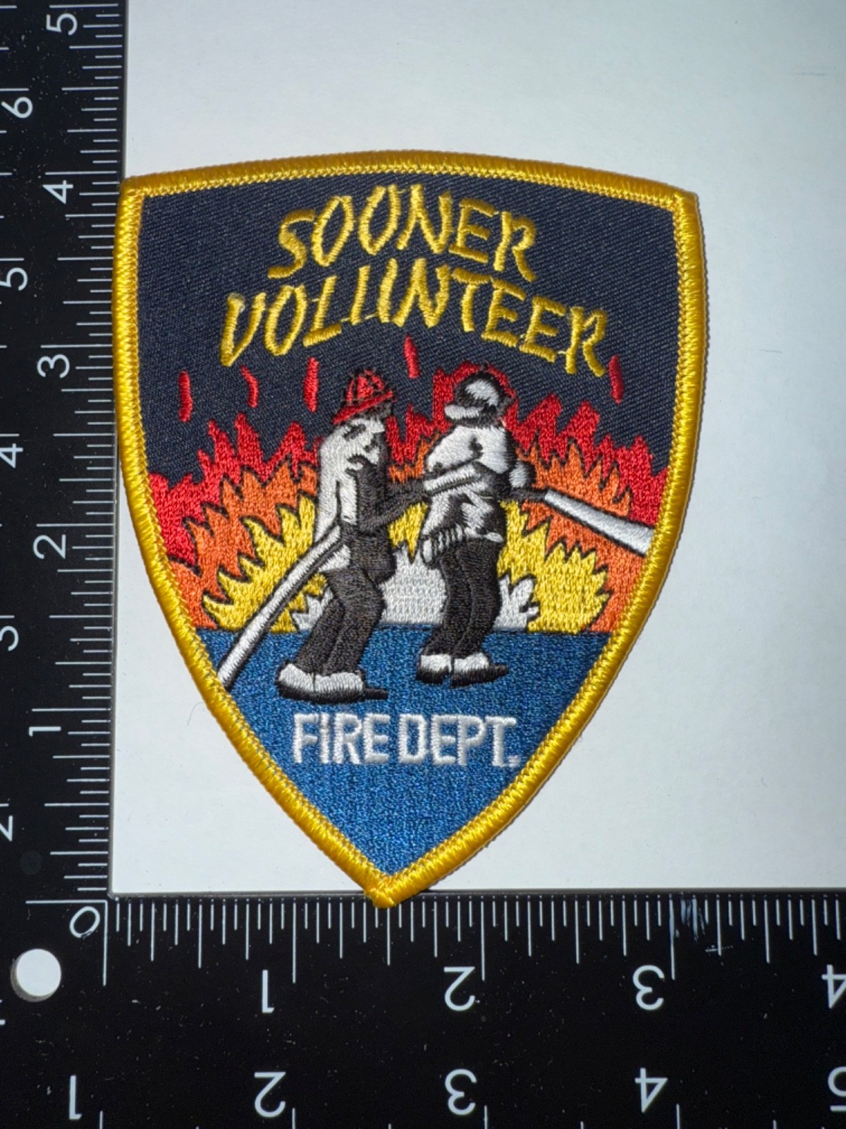 Sooner Oklahoma OK Volunteer Fire Department Shoulder Patch Obsolete Collectible
