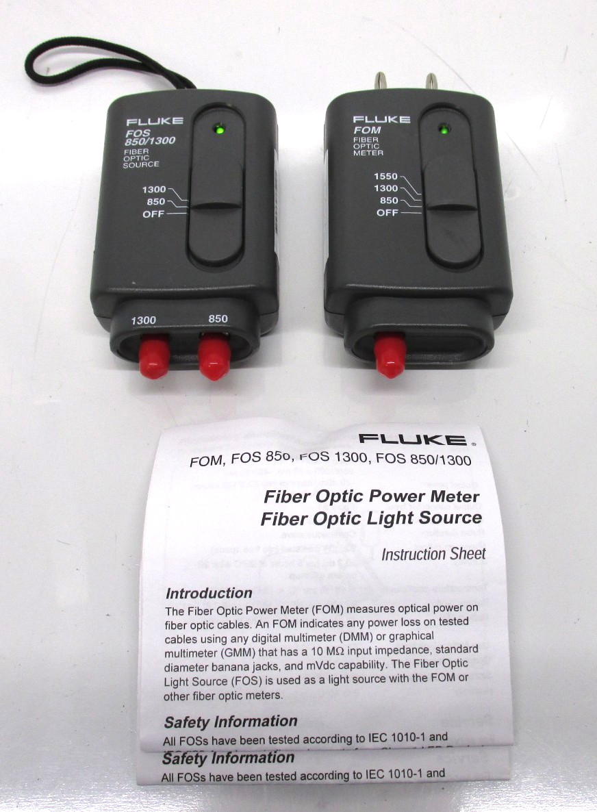 Fluke FOM/FOS 850/1300 Fiber Optic Power Meter/Fiber Optic Light Source,RDEQ ALX