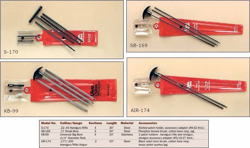 KleenBore Multi-Section Cleaning Rods with Vinyl Pouch, choice, FREE SHIPPING