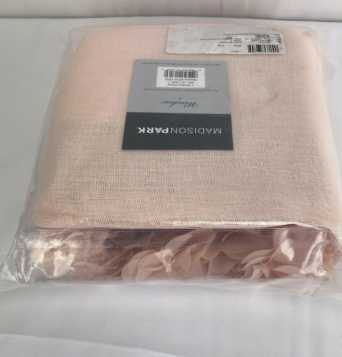 Madison Park Rosette Tab Top Solid Window Curtain Panel Drape 50" x 84” Blush