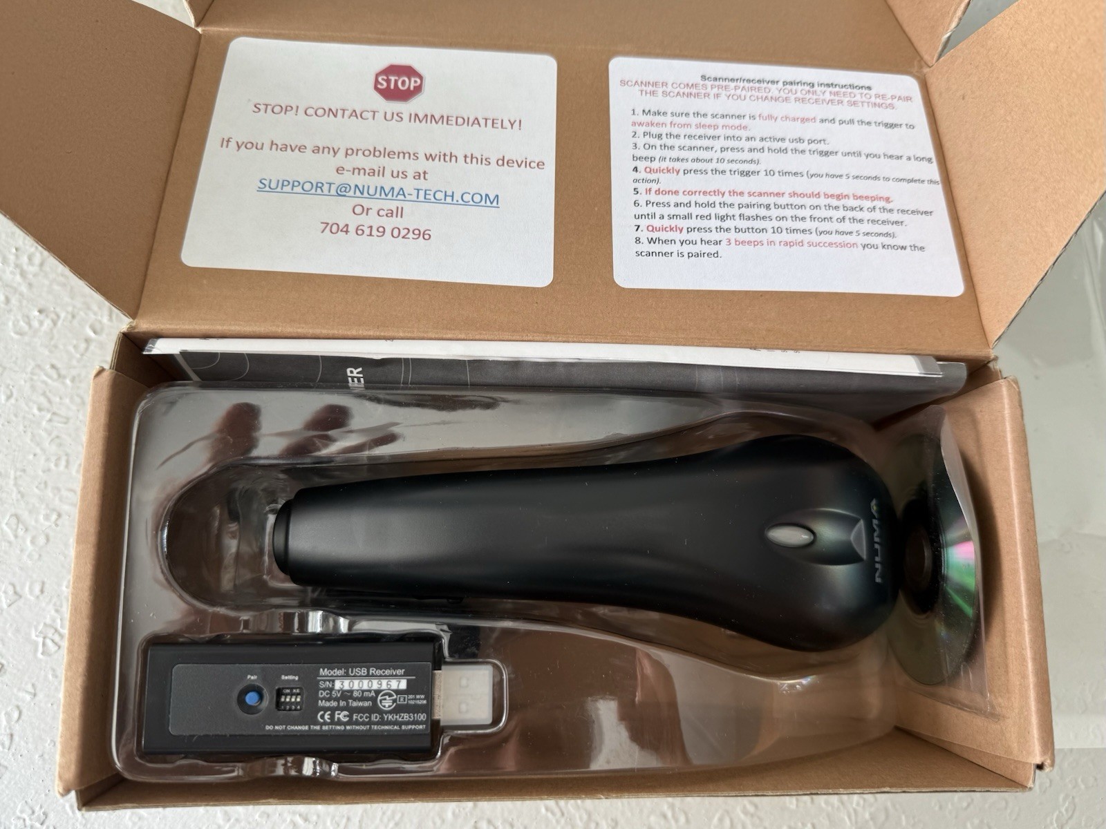 NUMA Barcode Scanner NU-2111ZB Wireless Linear Imager $269 Retail