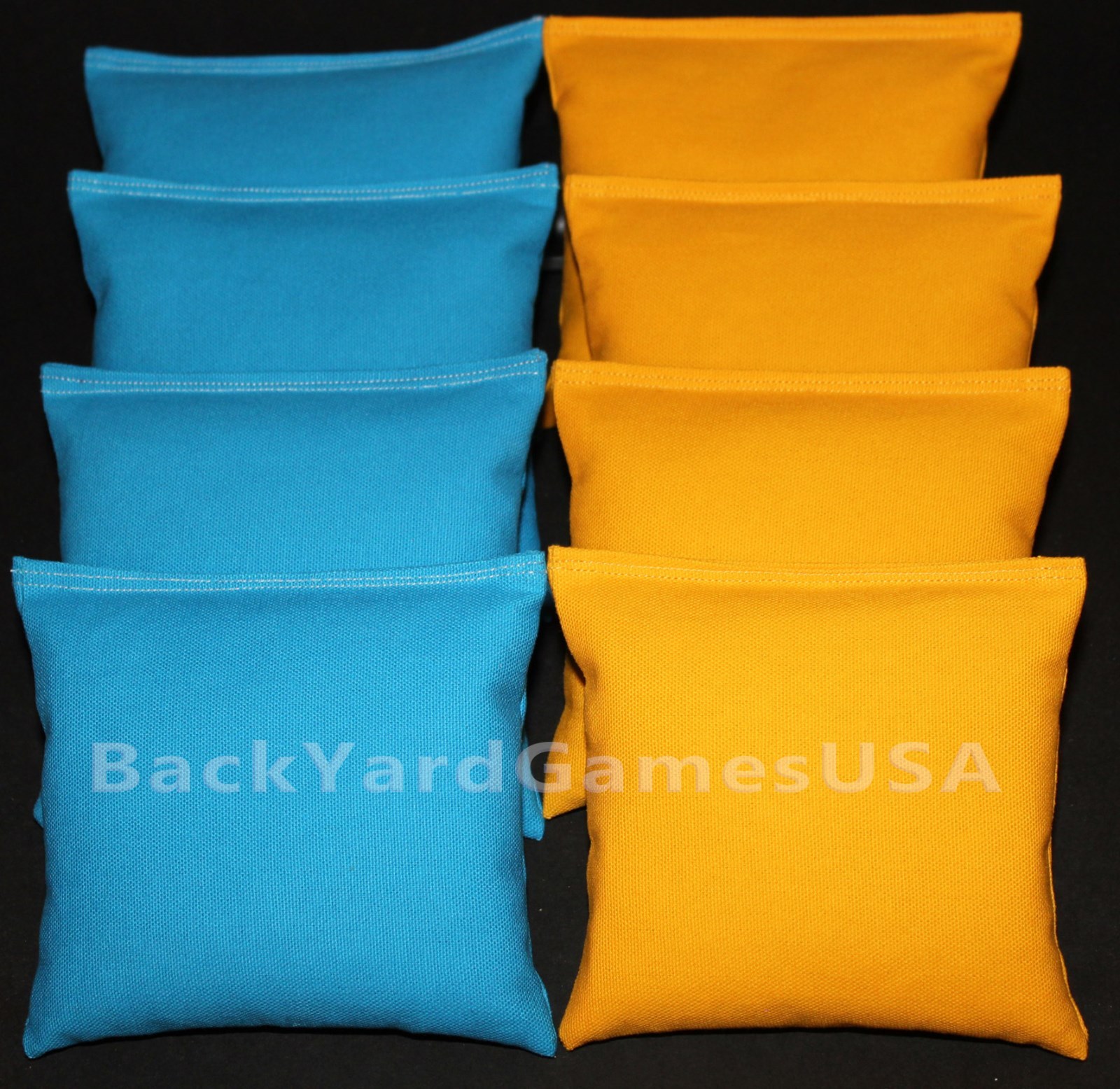 ALL WEATHER 8 CORNHOLE BEAN BAGS Turquoise Teal Aqua & Yellow Resin Filled