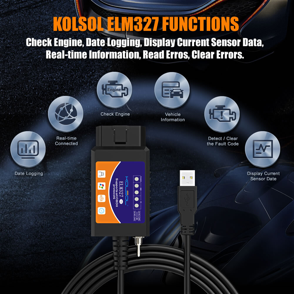ELM327 USB Interface OBD2 Car Diagnostic Scanner Cable For Windows PC Computer X