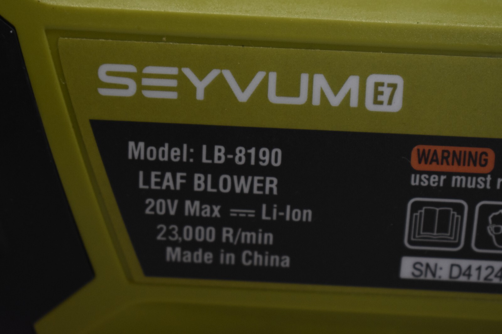 SEYVUM Leaf Blower 20V Cordless Leaf Blower Missing Batteries & Accessories
