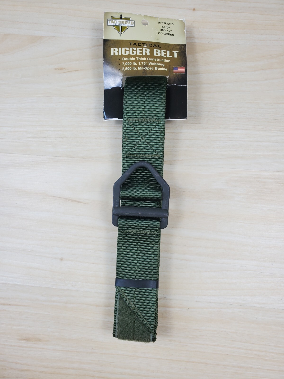 Tac Shield 1.75" Rigger Belt LARGE Mens Belt (38"-42") OD Green NWT