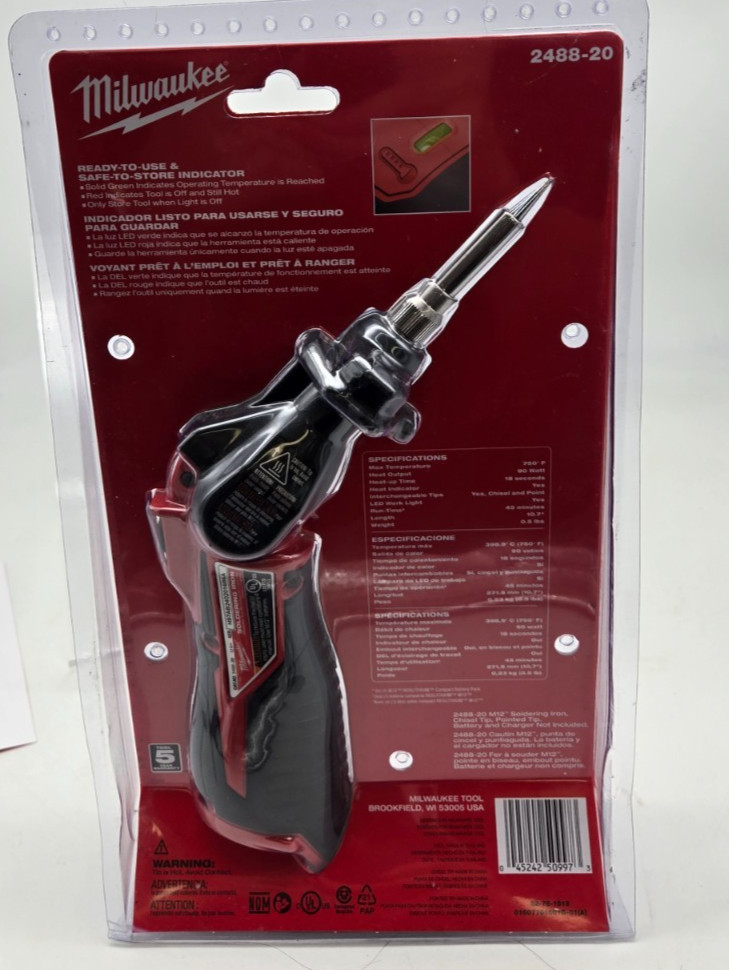 Milwaukee 2488-20 M12 12 Volt Cordless Soldering Iron with Pivoting Head