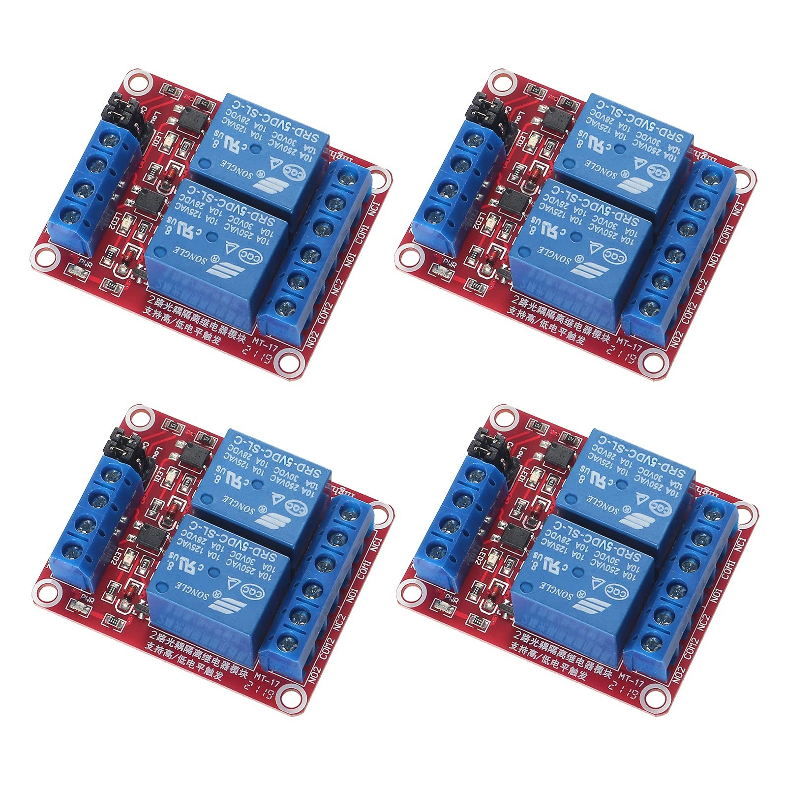 4pcs DC 5V Relay Module 2 Channel Relay Board with Optocoupler Support High o...
