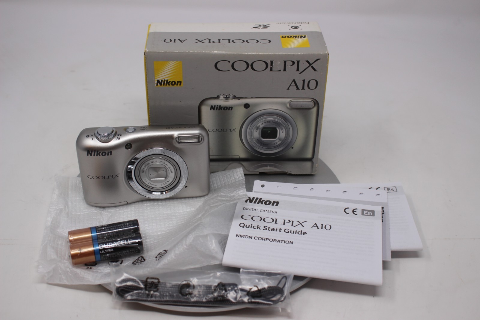 Nikon Coolpix A10 16.1MP Digital Camera Silver 5x Optical Zoom Nikkor W/ Battery