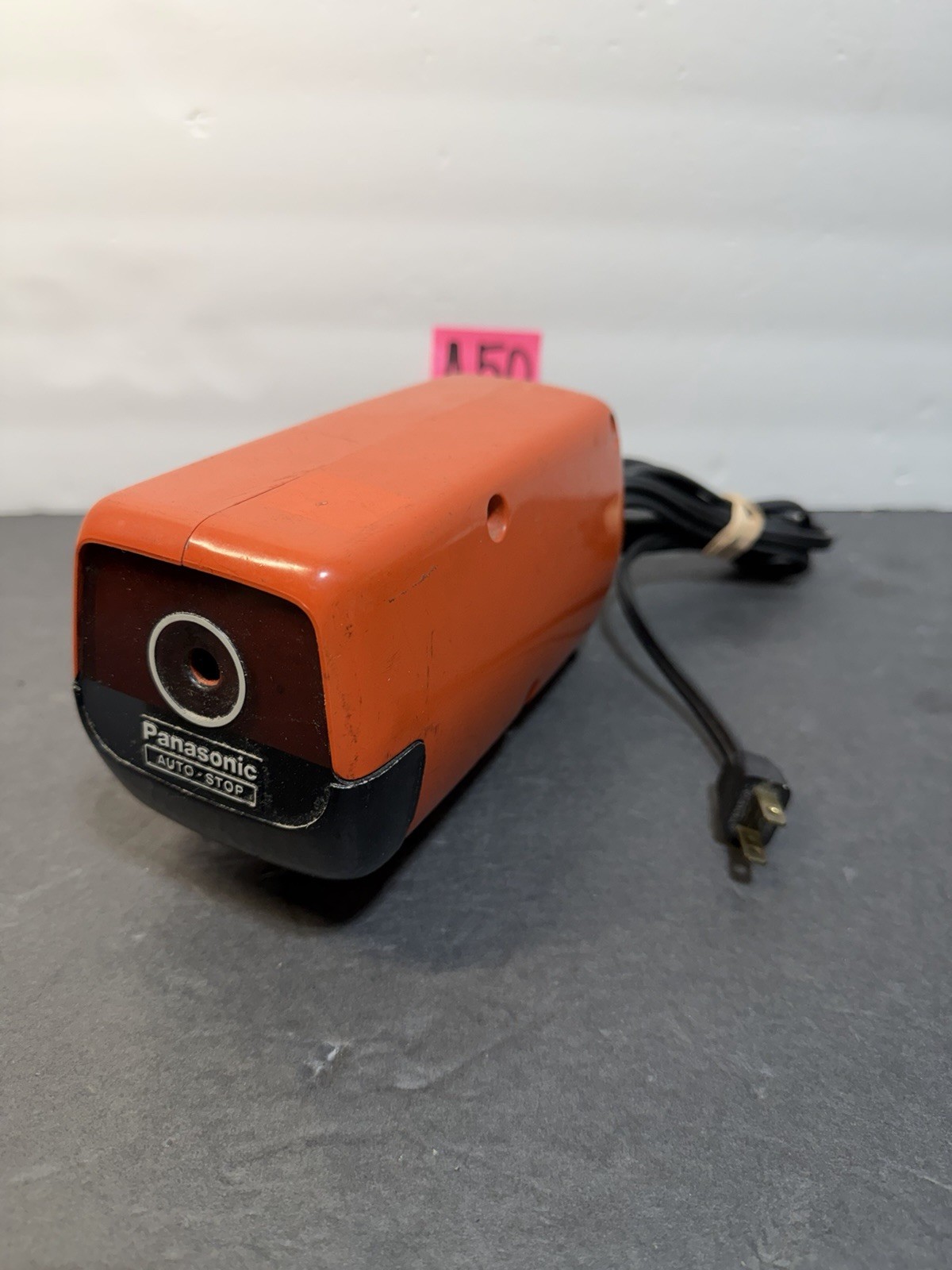 Vintage Panasonic Electric Pencil Sharpener Space Age Orange KP-88A Japan Works