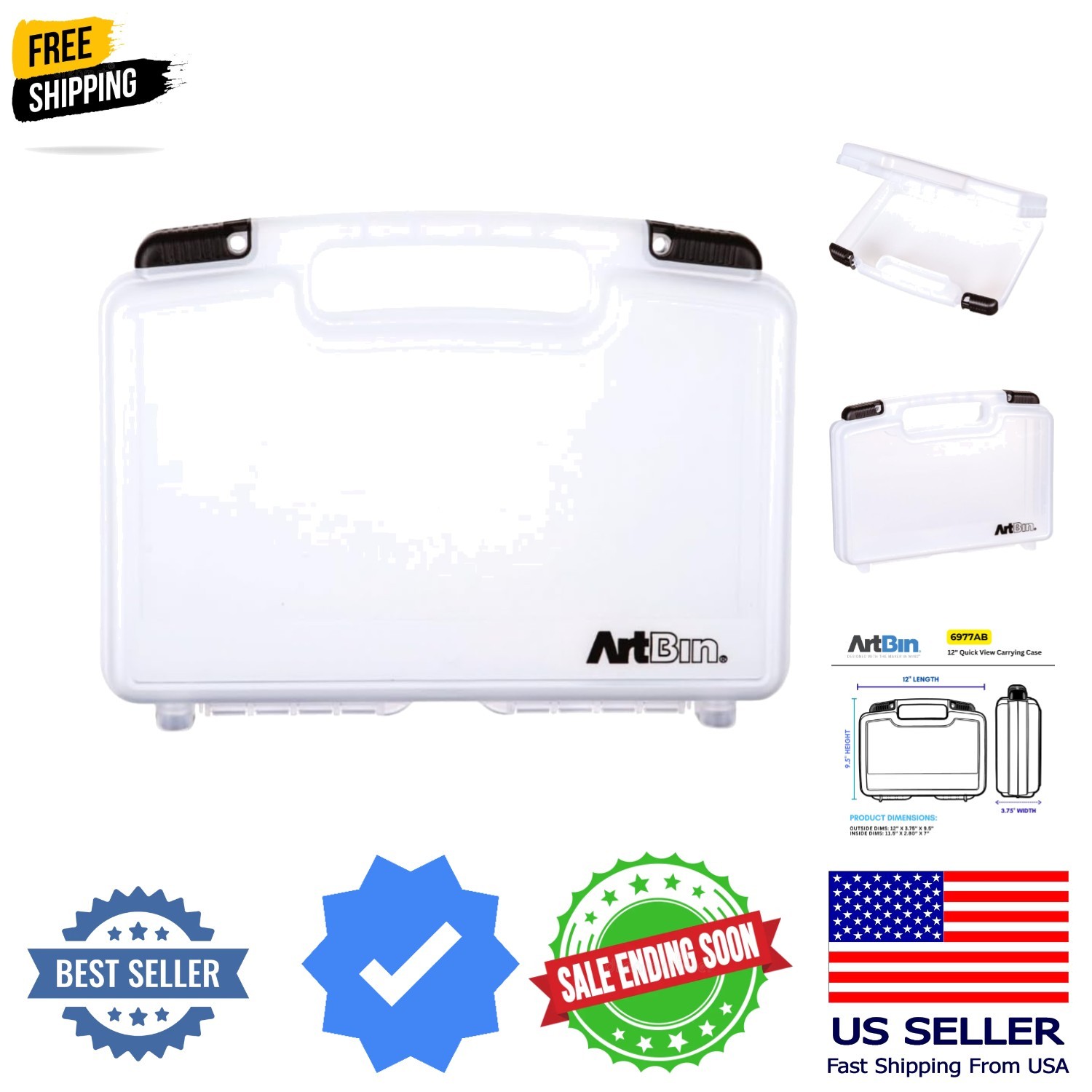 6977AB 12 inch Quick View Deep Base Carrying Case, Portable Art & Craft Organ...