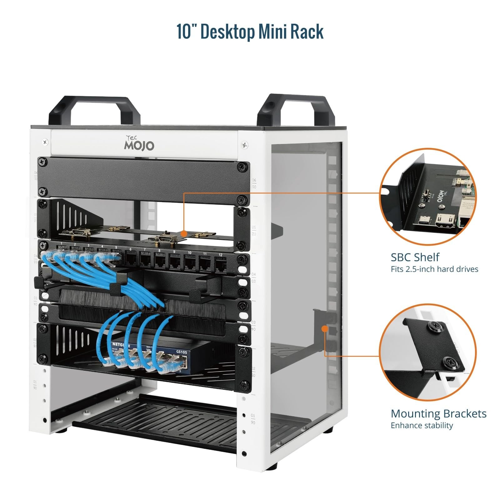 6U 10" Mini Network Rack 7.87" Deep Steel Server Rack With Panels Handles