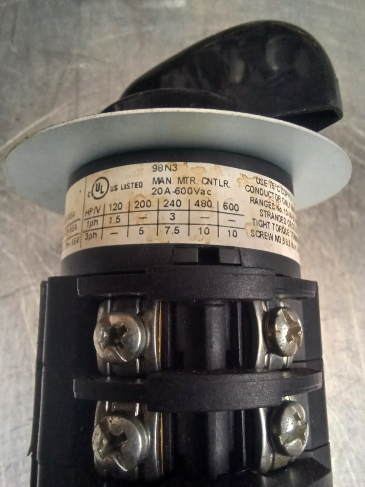 Bremas 3 Pole Switch CS0178377V0, 2 + START Positions, 8 Wire 20A 600VAC + Mount