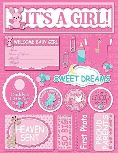 Reminisce Signature Series Dimensional Cardstock Stickers-It's A Girl