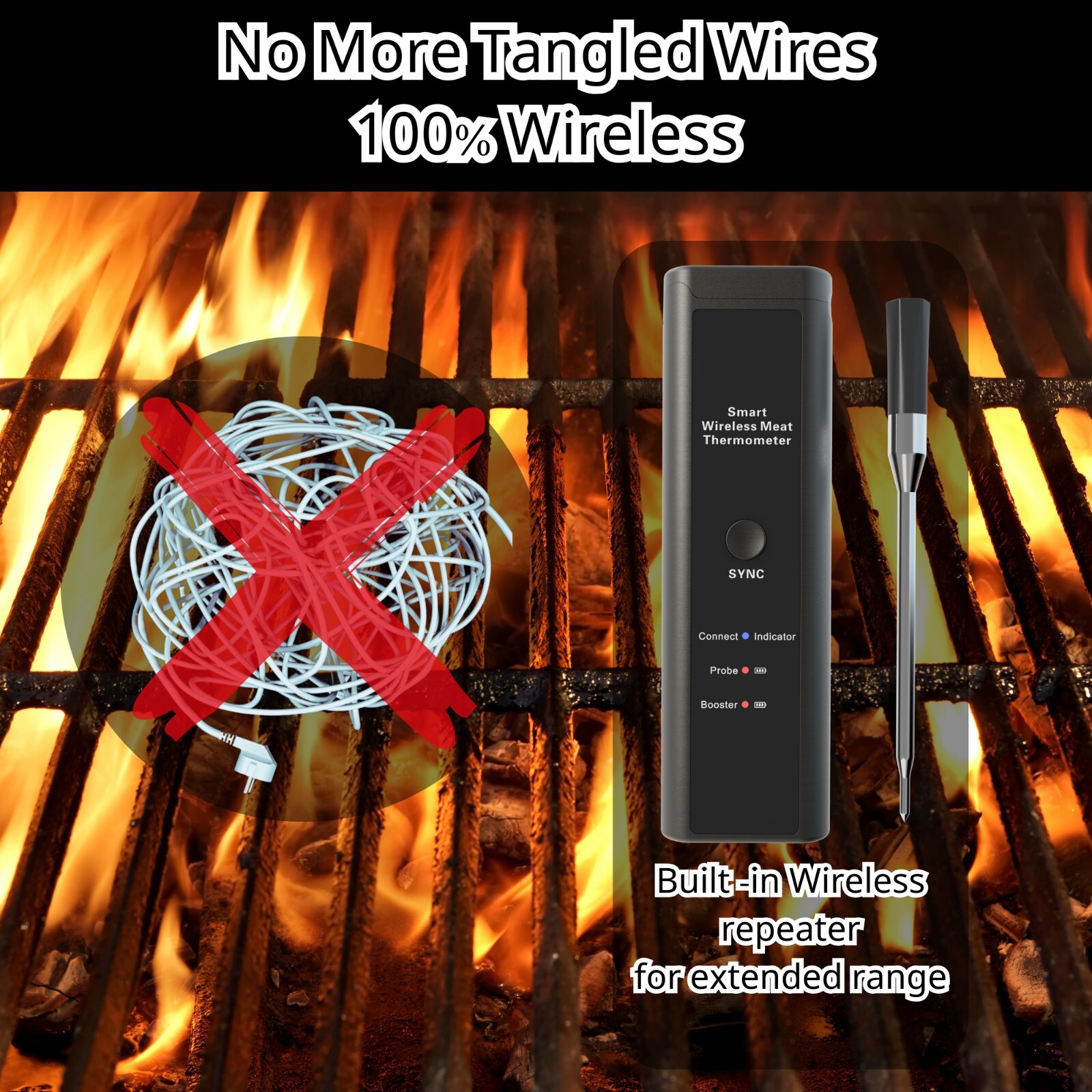 Smart Wireless Meat Thermometer - Long Range Thermometer with Bluetooth BBQ-Oven
